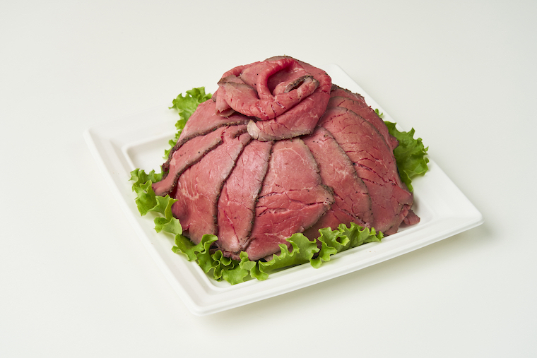 【肉ケーキ】特製牛もも肉のやわらかローストビーフ たまねぎソース